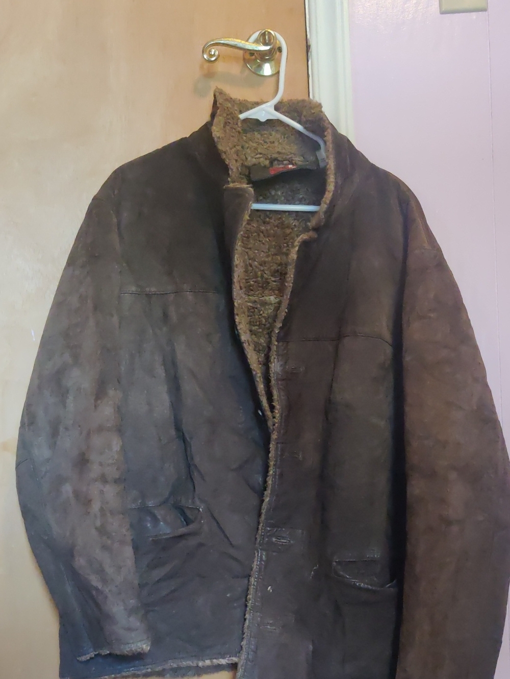 Men's Brown Shearling Coat - Warm Faux-Suede Jacket